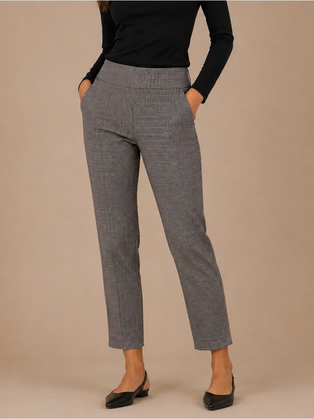 Zac & Rachel Size 6 Houndstooth Plaid Straight Leg Pants